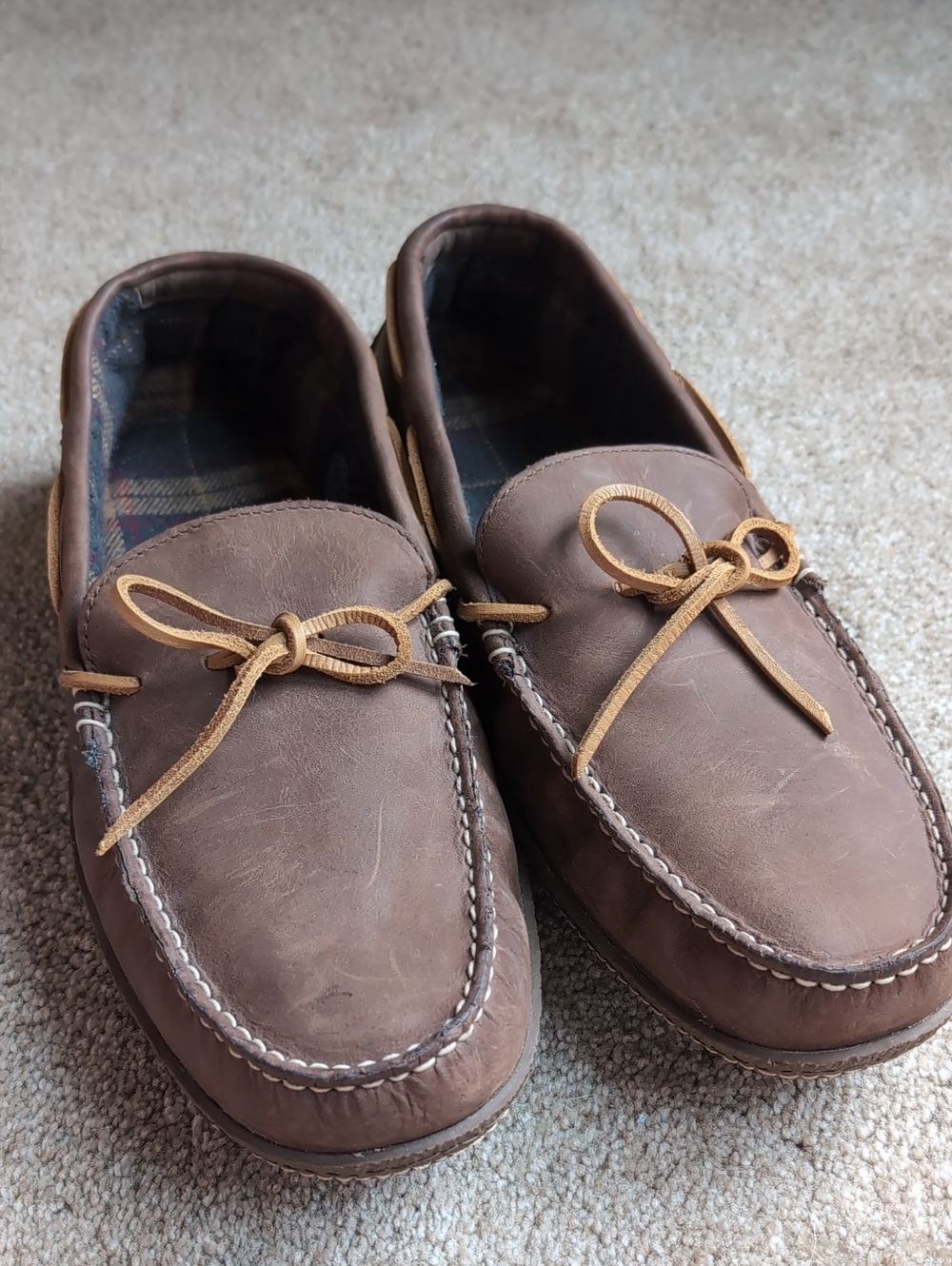 LL Bean Men's Brown Leather Moccasin Slip-On Loafers